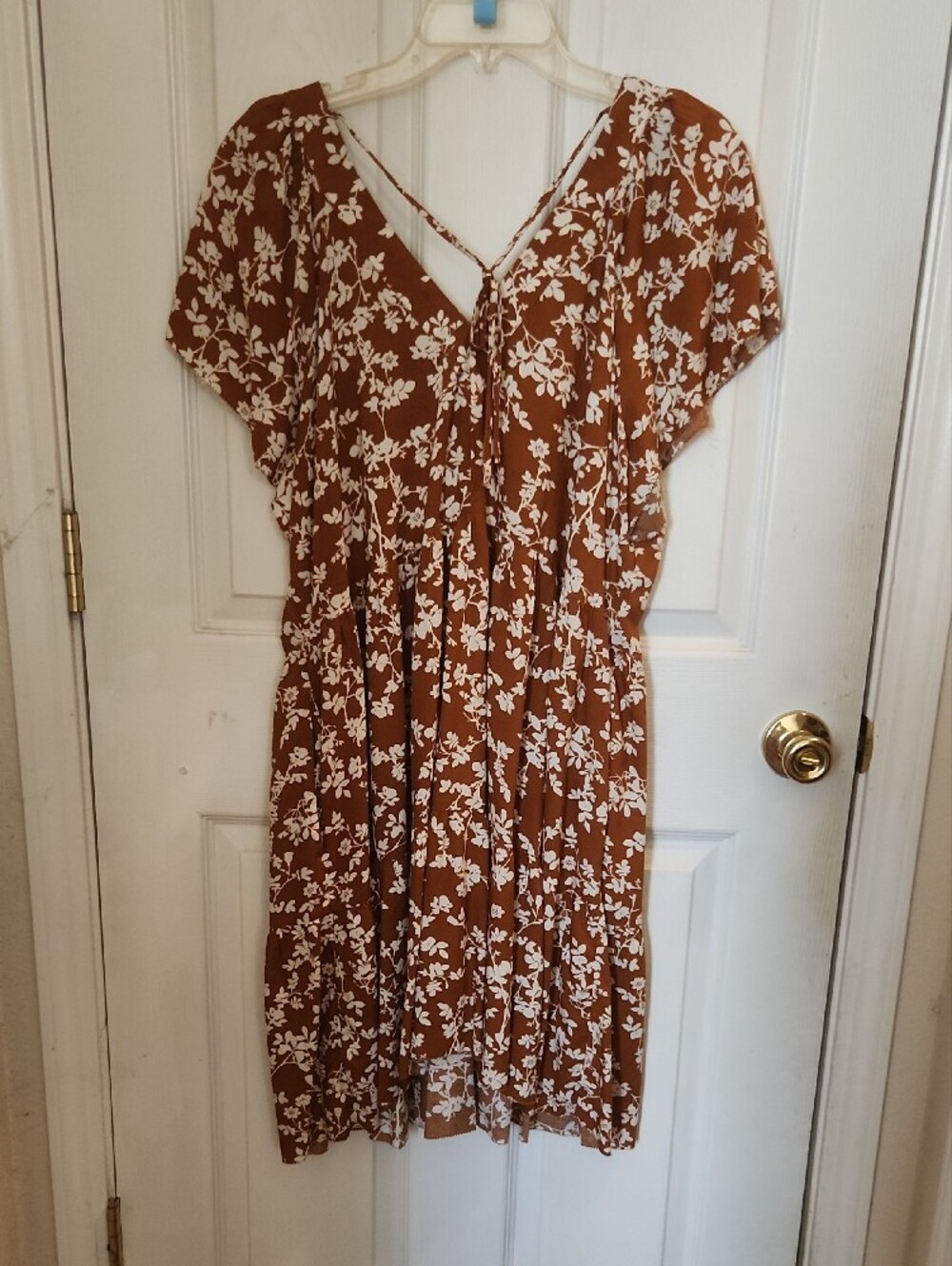 Women's Brown Floral Wrap Dress - Picture 6 of 8
